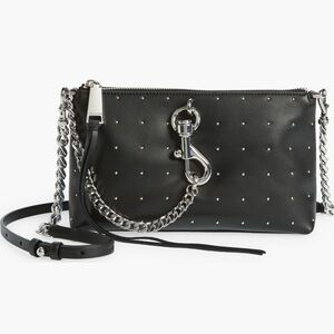 Rebecca Minkoff Black Studded Leather Crossbody Bag Silver Hardware